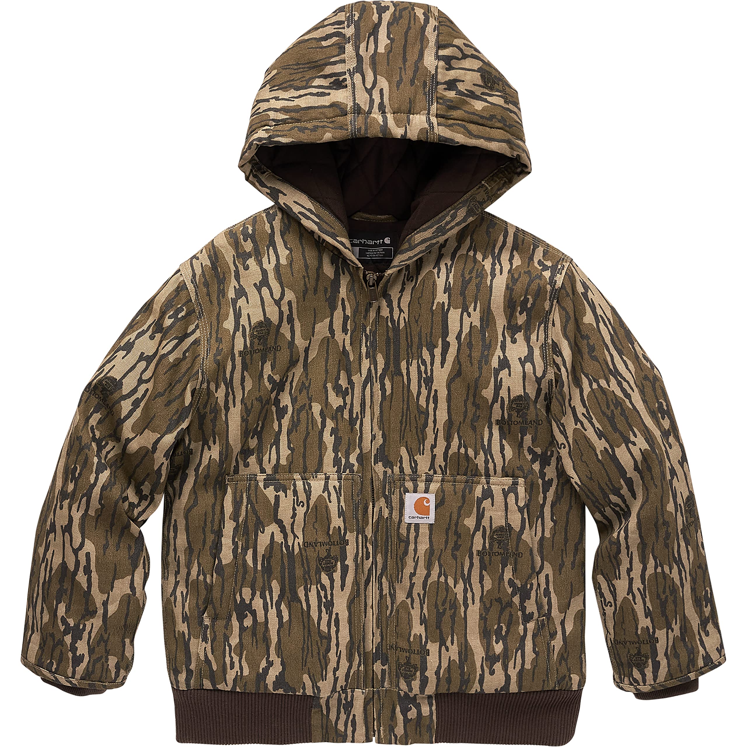 Carhartt Boys' Flannel-Lined Hooded Canvas Insulated Zip-Up Jacket